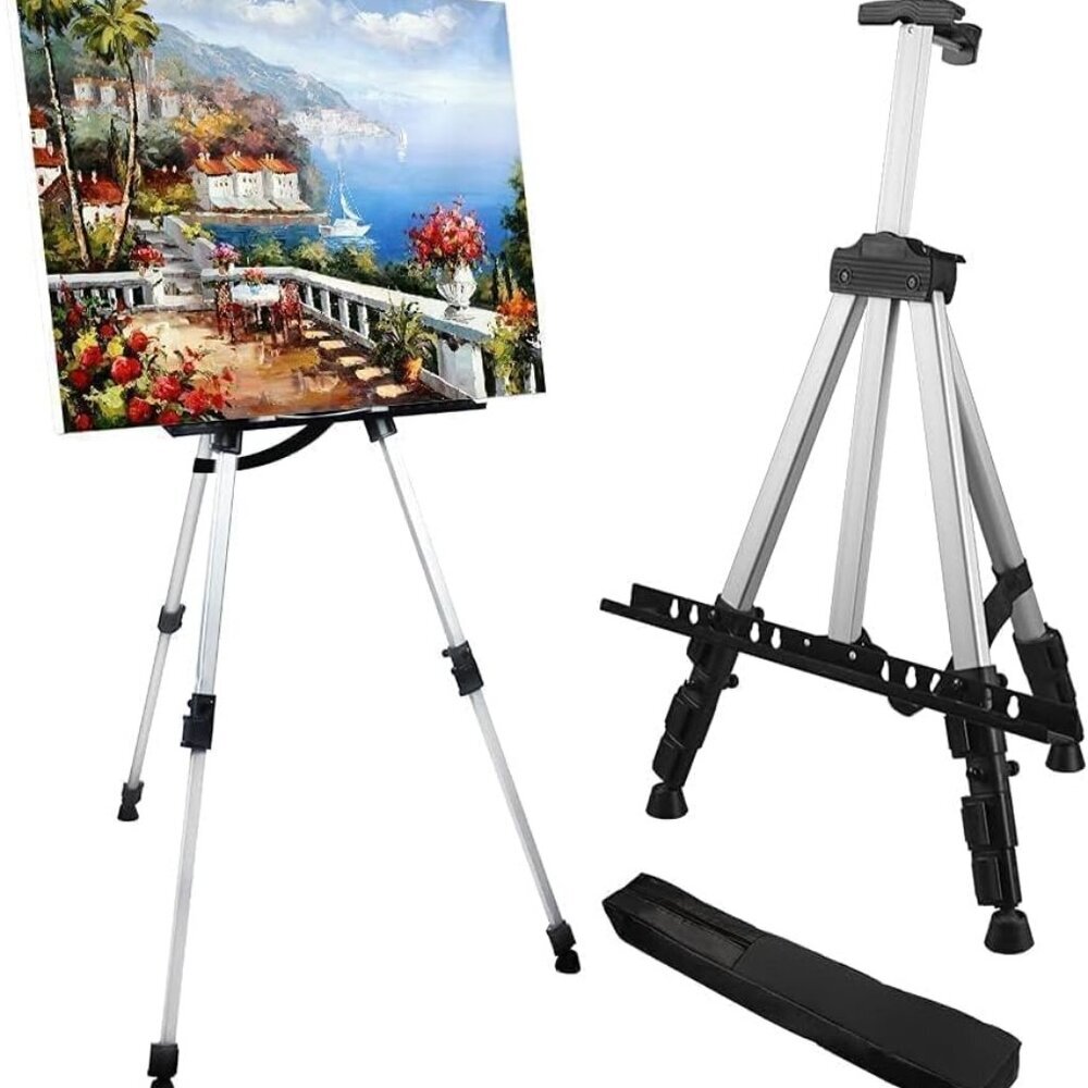 Art Easel Stand for Painting and Sign - Aluminum 66 Inch Metal Tripod Adjustable